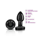 Cheeky Charms Small Gunmetal Vibrating Metal Butt Plug with Remote > Anal Range > Jewel Butt Plugs